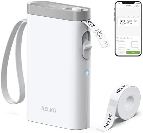 Nelko Label Maker Machine with Tape, P21 Portable Bluetooth Label Printer, Wireless Built-in Cutter Sticker Maker Mini Label Makers with Multiple Templates for School Organizing Office Home, White - PuriLite