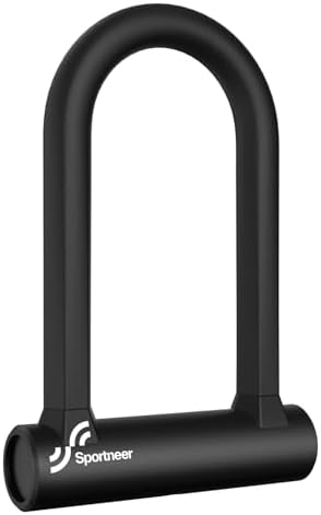Sportneer Bike Lock: 17mm Heavy Duty Bike U Lock - High-Security Anti-Theft with 12mm x1.5m Steel Cable, 8''x5'' Compact Design, Includes Mounting Bracket for Mountain/Road/Folding/Electric Bikes - PuriLite