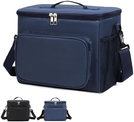 Lunch Bag for Adult Men Women Reusable 10L Large Thermos Lunch Box Food Cooler Bag Leakproof Heated Lunch Bag for Work Office Outdoor Picnic School Unisex Insulated Bag, 12+ Cans (Black) - PuriLite