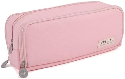 Big Capacity Pencil Case, OLIYuMi 3 Compartment Pencil Pouch Pencil Bag Storage Box Stationery Organizer Makeup Bag with Zipper Closure for Student Office College Boys and Girls (Pink) - PuriLite