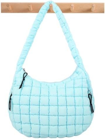 Quilted Puffer Tote Bag Large Crossbody Shoulder Bag with Zipper, Nylon Hobo Oversized Handbag - PuriLite