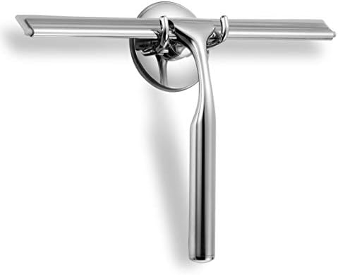 Ettori Shower Squeegee for Glass Doors, Squeegee for Shower Glass Door, Window and Car Glass, Mirrors - All-Purpose Stainless Steel Squeegee, 10 Inches and Black - PuriLite