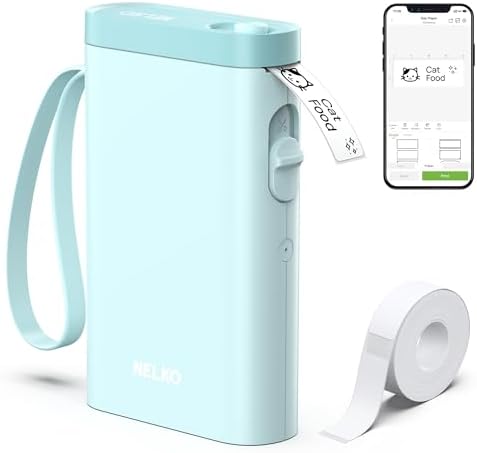 Nelko Label Maker Machine with Tape, P21 Portable Bluetooth Label Printer, Wireless Built-in Cutter Sticker Maker Mini Label Makers with Multiple Templates for School Organizing Office Home, White - PuriLite