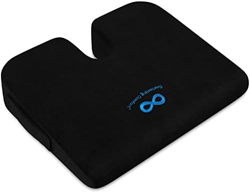 Everlasting Comfort Memory Foam Seat Cushion - Office Chair Cushion for Work, Travel, Car Support Pillow for Driving - Portable Seat for Chairs and Desks - Coussin Chaise - Black - PuriLite
