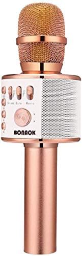 BONAOK Wireless Bluetooth Karaoke Microphone,3-in-1 Portable Instrument Wireless Microphone Mic Speaker Machine Home Party Birthday for All Smartphones（Black） - PuriLite