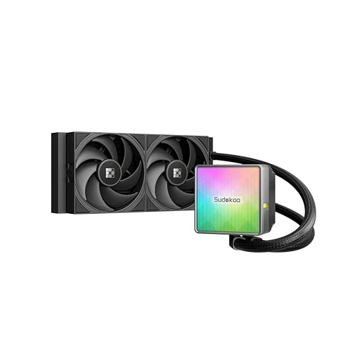 Sudokoo NEXAURA 240 Liquid CPU Cooler: 240mm AIO CPU Cooler with PWM Pump & ARGB Pump Head - Water Cooling with FDB Fans for Intel LGA 1851/1700/1200/115X AMD AM5/AM4 - Black - PuriLite