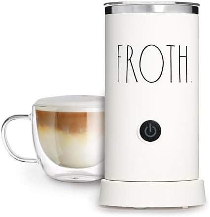Rae Dunn - Electric Milk Frother - Elegant Automatic Milk Steamer and Frother, Milk Warmer, Hot and Cold Frothing Machine for Coffee, Latte, Cappuccino, Macchiato, - PuriLite