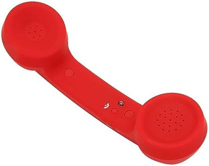 Qiilu Retro Telephone Handset for Mobile Phones - Rechargeable Radiation Proof Handset Receiver with USB Charging (Red) - PuriLite