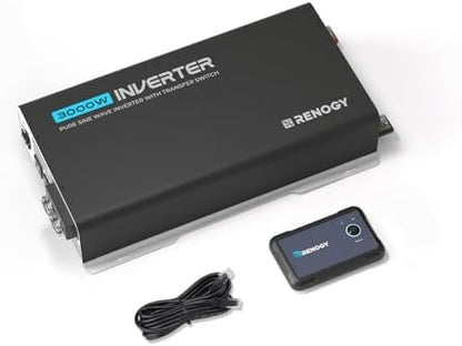 Renogy Pure Sine Wave Inverter 2000W Power Inverter 12V DC to 110V 120V AC Converter, Solar Inverter 12V to 110V 120V Converter with UPS Transfer Switch, Built-in Bluetooth, USB, Remote Controller - PuriLite