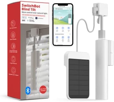 SwitchBot Blind Tilt Motorized Blinds - Smart Electric Blinds with Bluetooth Remote Control, Solar Powered, Light Sensing Control, Add SwitchBot Hub Mini to Make it Compatible with Alexa & Google Home - PuriLite