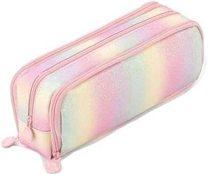 Big Capacity Pencil Case, OLIYuMi 3 Compartment Pencil Pouch Pencil Bag Storage Box Stationery Organizer Makeup Bag with Zipper Closure for Student Office College Boys and Girls (Pink) - PuriLite