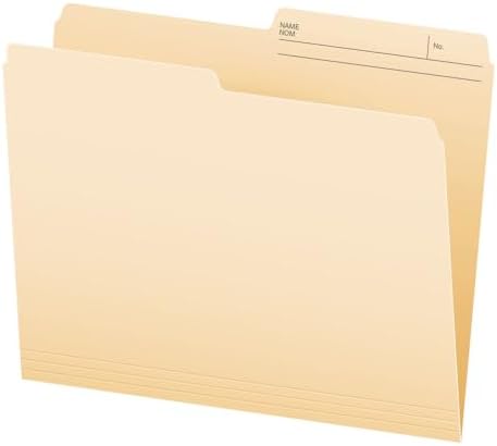 Pendaflex File Folders, 1/2 Cut Tab, Letter Size, Manila, Durable & Tear-Resistant File Organizers, 100/Box for Office, Home & School Filing Systems, Reversible & Eco-Friendly Design - PuriLite