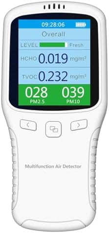 Air Quality Tester, 8 in 1 Air Quality Monitor Indoor，Formaldehyde Detector, voc Meter, Detect Indoor HCHO,TVOC,AQI,PM2.5,PM10,PM1.0,Temperature and Humidity Tester (Black) - PuriLite