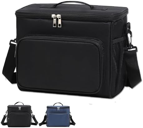 Lunch Bag for Adult Men Women Reusable 10L Large Thermos Lunch Box Food Cooler Bag Leakproof Heated Lunch Bag for Work Office Outdoor Picnic School Unisex Insulated Bag, 12+ Cans (Black) - PuriLite