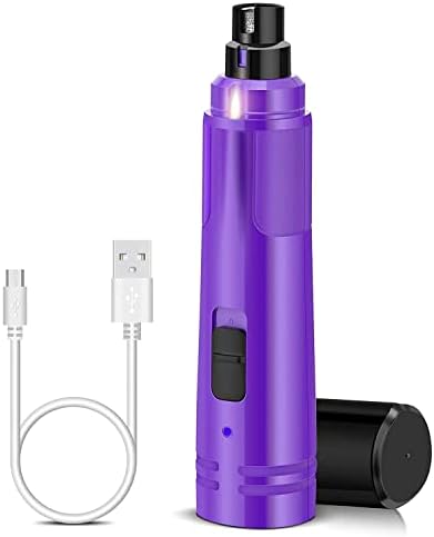 Casfuy Dog Nail Grinder with LED Light - Upgraded 2-Speed Electric Pet Nail Trimmer Powerful Painless Paws Grooming & Smoothing for Small Medium Large Dogs & Cats (Purple) - PuriLite