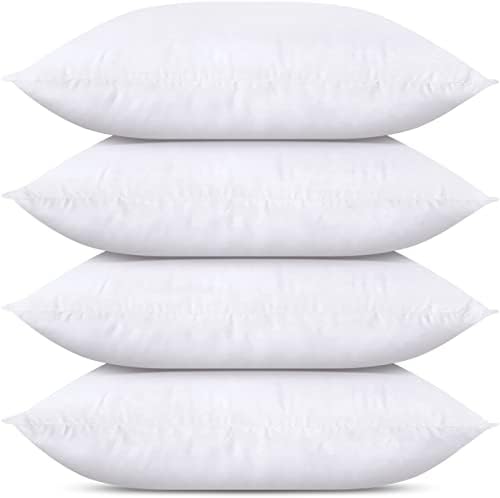 Utopia Bedding Throw Pillows (Set of 4, White), 18 x 18 Inches Pillows for Sofa, Bed and Couch Decorative Stuffer Pillow - PuriLite