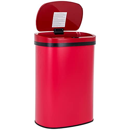 13 Gallon 50 Liter Garbage Can Kitchen Trash Can with Lid Automatic Sensor Touch Free Stainless Steel Waste Bin for Bathroom Bedroom Home Office,Black - PuriLite