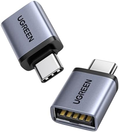 UGREEN USB C to USB Adapter 2 Pack, 3.2 Gen 2 10Gbps C Male to A Female Adapter Thunderbolt 4 3 OTG Compatible with iPhone 15, Galaxy S24, MacBook Pro Air, iPad Pro, Grey - PuriLite