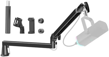 Microphone Boom Arm, Low Profile Mic Arm Professional Adjustable Solid Desk Mount Clamp,Cable Management Microphone Arm Stand for Podcast Streaming Gaming Studio Mic Stand White - PuriLite