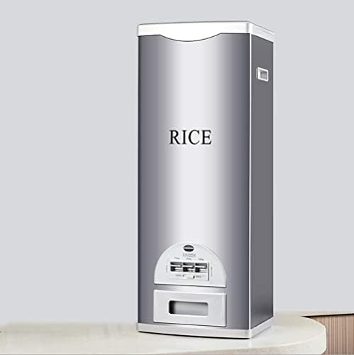 Rice Tank Rice Storage Rice Storage Container Stainless Steel 25/33/45/55/66LB Sealed Grain Rice Cabinet Rice Storage Bucket (Black 20kg) - PuriLite