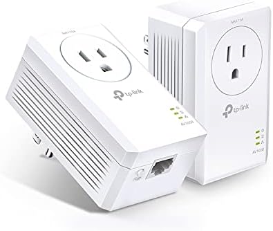 TP-Link AV1000 Powerline Ethernet Adapter(TL-PA7017P KIT) - Gigabit Port, Plug and Play, Extra Power Socket for Additional Devices, Ideal for Smart TV - PuriLite