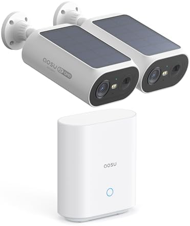 AOSU Solar Security Cameras Wireless Outdoor, 4 Cam-Kit, No Monthly Fees, Local Storage, Home Security Cameras System with Integrated Solar Panel, Easy Setup, 2K Color Night Vision, 5G & 2.4G WiFi - PuriLite