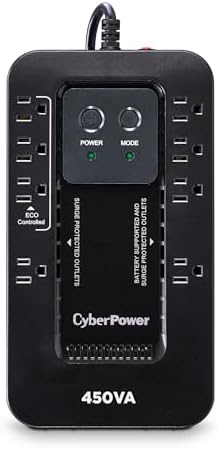 CyberPower EC850LCD Ecologic Battery Backup & Surge Protector UPS System, 850VA/510W, 12 Outlets, ECO Mode, Compact, Uninterruptible Power Supply - PuriLite