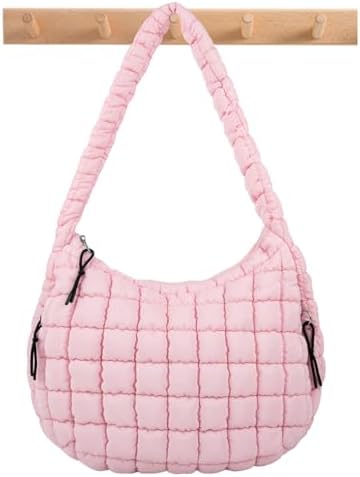 Quilted Puffer Tote Bag Large Crossbody Shoulder Bag with Zipper, Nylon Hobo Oversized Handbag - PuriLite