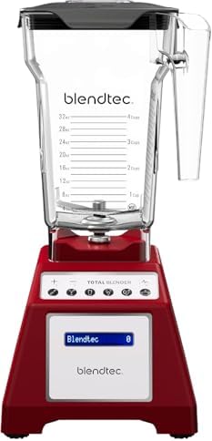 Blendtec Total Classic Original Blender and 75 oz FourSide Blender Jar - Kitchen Blender Bundle - Red - PuriLite