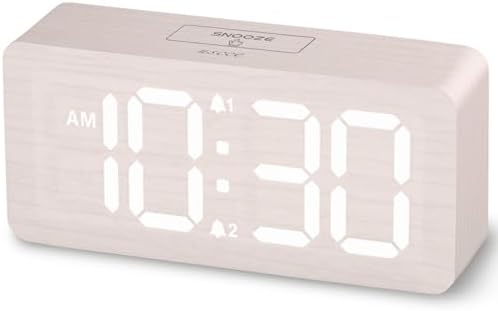 Purilite Select Wooden Digital Alarm Clock with Large LED Display - PuriLite