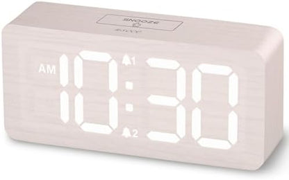 Purilite Select Wooden Digital Alarm Clock with Large LED Display - PuriLite