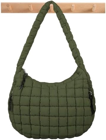 Quilted Puffer Tote Bag Large Crossbody Shoulder Bag with Zipper, Nylon Hobo Oversized Handbag - PuriLite
