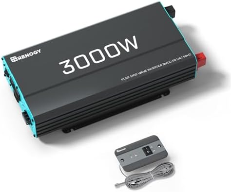 Renogy Pure Sine Wave Inverter 1000w Power Inverter DC 12v to AC 110v, Solar Inverter 12v to 110v Converter with 5V/2.1A USB Port, 2 AC Ports, Remote Controller - PuriLite