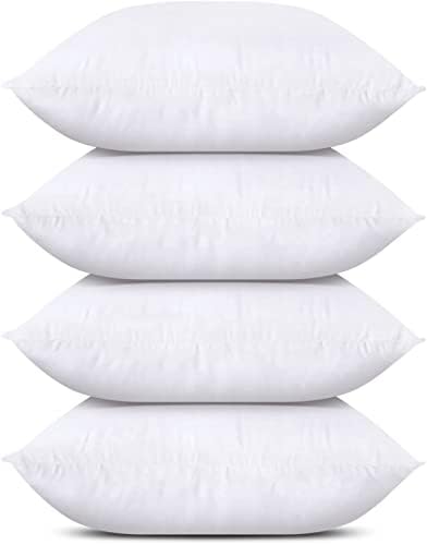 Utopia Bedding Throw Pillows (Set of 4, White), 18 x 18 Inches Pillows for Sofa, Bed and Couch Decorative Stuffer Pillow - PuriLite
