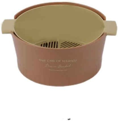 Kitchen Washbas Food Strainer Drain Basket Rotating Drainer Double-Layer Basin Vegetable Fruit Washing Strainer - PuriLite