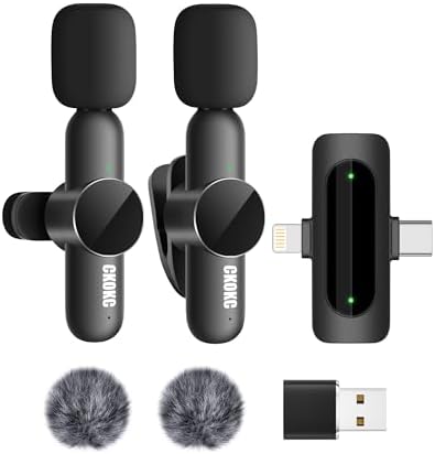 CKOKC Wireless Microphone for iPhone - Android Phone and Laptop PC, USB Microphones for Podcasting, Lavalier Microphone for Interview Video Vlog YouTube - PuriLite