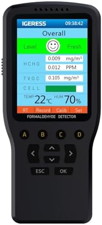 Air Quality Tester, 8 in 1 Air Quality Monitor Indoor，Formaldehyde Detector, voc Meter, Detect Indoor HCHO,TVOC,AQI,PM2.5,PM10,PM1.0,Temperature and Humidity Tester (Black) - PuriLite