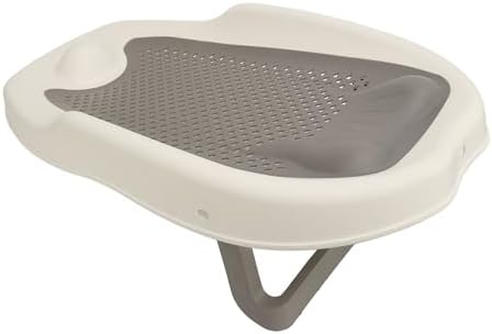 Foldable Baby Bath Support with Hollow Pattern, Ergonomic Design 3 Point Mechanical Structure, Universal Fit for Home Bathroom (Grey) - PuriLite