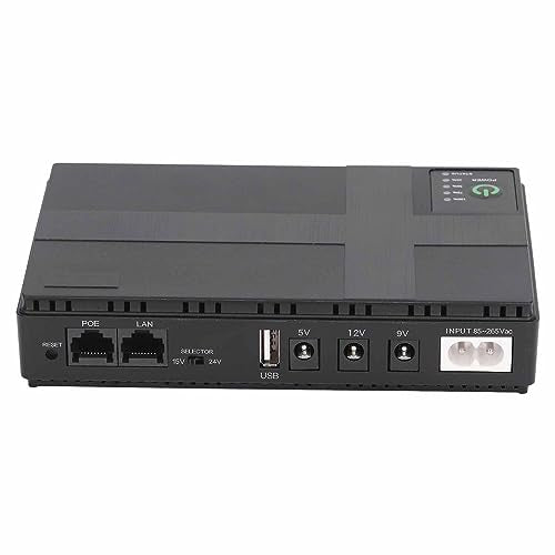 10400mAh Mini UPS Battery Backup, 5V 9V 12V 2A POE Uninterruptible Power Supply, Compact Basic Standby UPS System for Camera Router LED Light Modems Speaker, 85-265V (US Plug) - PuriLite