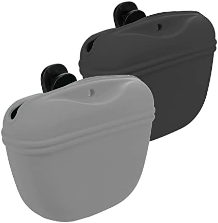 Silicone Dog Treat Pouch 2pcs, MGKSHADOW Treat Pouch Dog Training with Clip and Magnetic Closure, Dog Treat Bag for Dog Walks (Grey & Black) - PuriLite