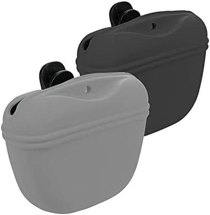 Silicone Dog Treat Pouch 2pcs, MGKSHADOW Treat Pouch Dog Training with Clip and Magnetic Closure, Dog Treat Bag for Dog Walks (Grey & Black) - PuriLite