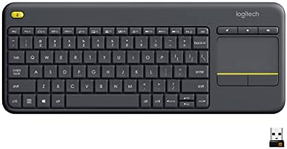Logitech K400 Plus Wireless Touch TV Keyboard With Easy Media Control and Built-in Touchpad, HTPC Keyboard for PC-connected TV, Windows, Android, Chrome OS, Laptop, Tablet - Black - PuriLite