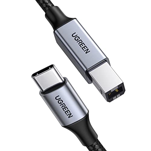 UGREEN USB C Printer Cable C to A Printer Scanner Braided MIDI Cable Compatible with DJ Controller, MIDI Keyboard, Digital Mixing Console, Piano Keyboard for MacBook Pro, iPad, 6ft - PuriLite