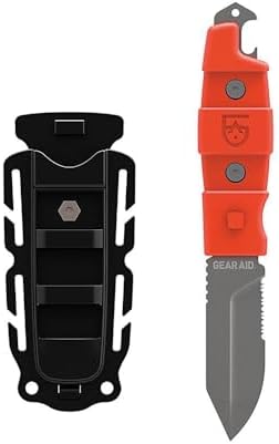 GEAR AID Buri Drop Point Knife with Sheath, Orange, 3” Blade - PuriLite
