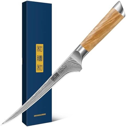 HOSHANHO Damascus Fillet Knife 7 Inch, Professional VG-10 Super Steel Boning Knife, Ultra Sharp Fish Knife with Ergonomic Handle - PuriLite