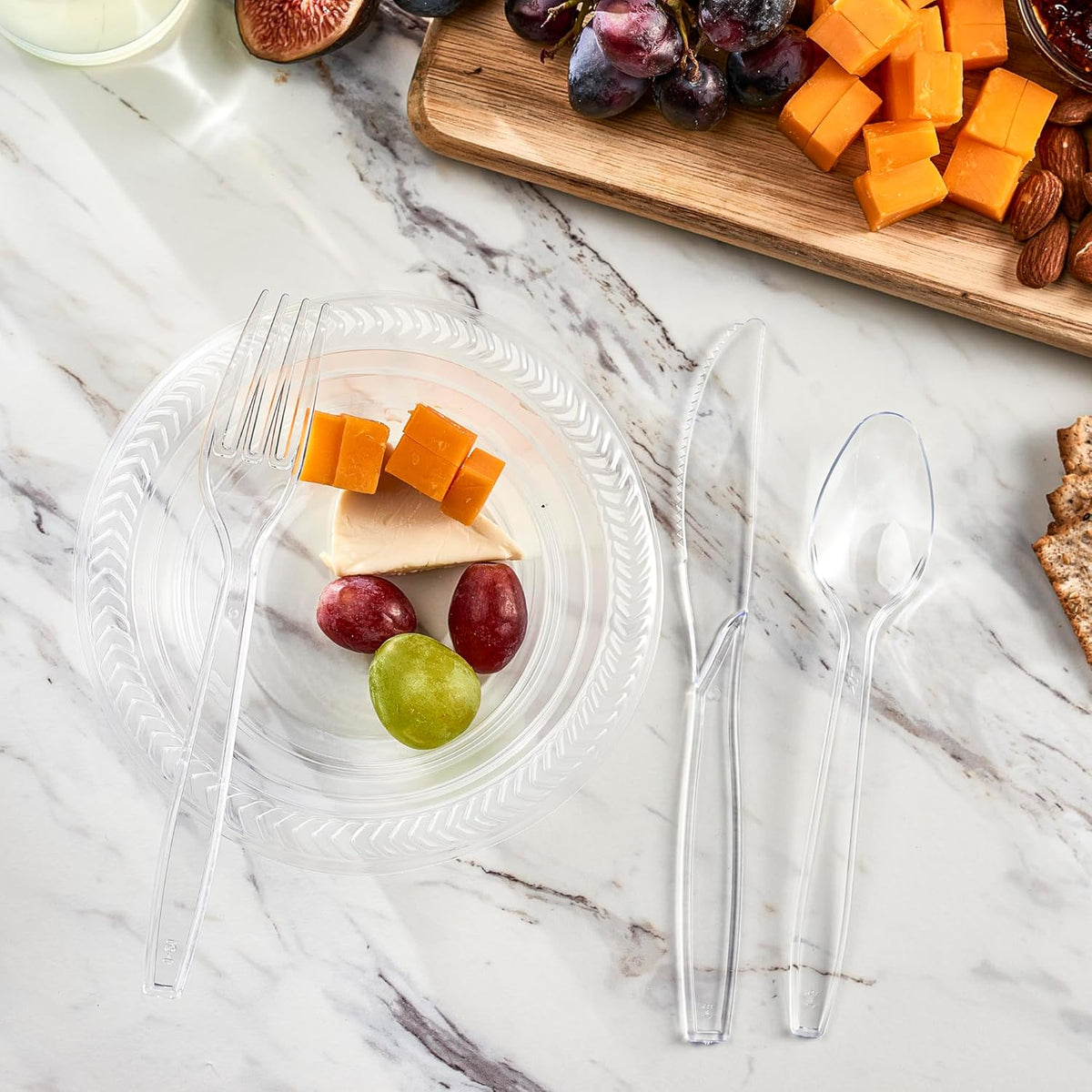 Disposable Clear Plastic Cutlery Disposable utensils Heavyweight 100 Count (Knives) - PuriLite