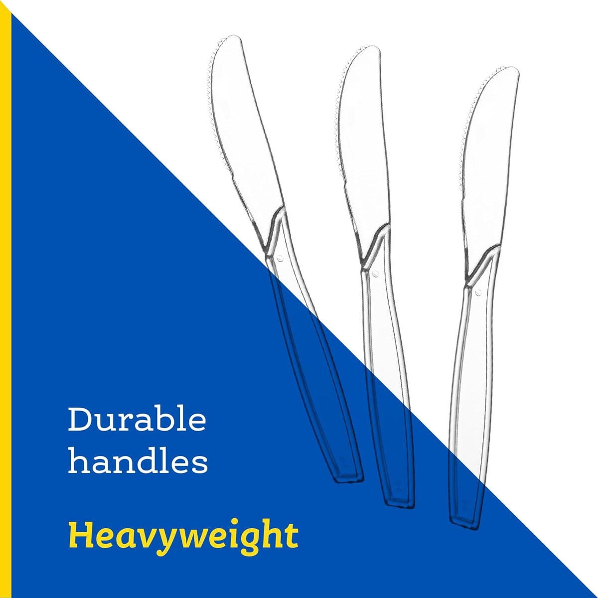 Disposable Clear Plastic Cutlery Disposable utensils Heavyweight 100 Count (Knives) - PuriLite