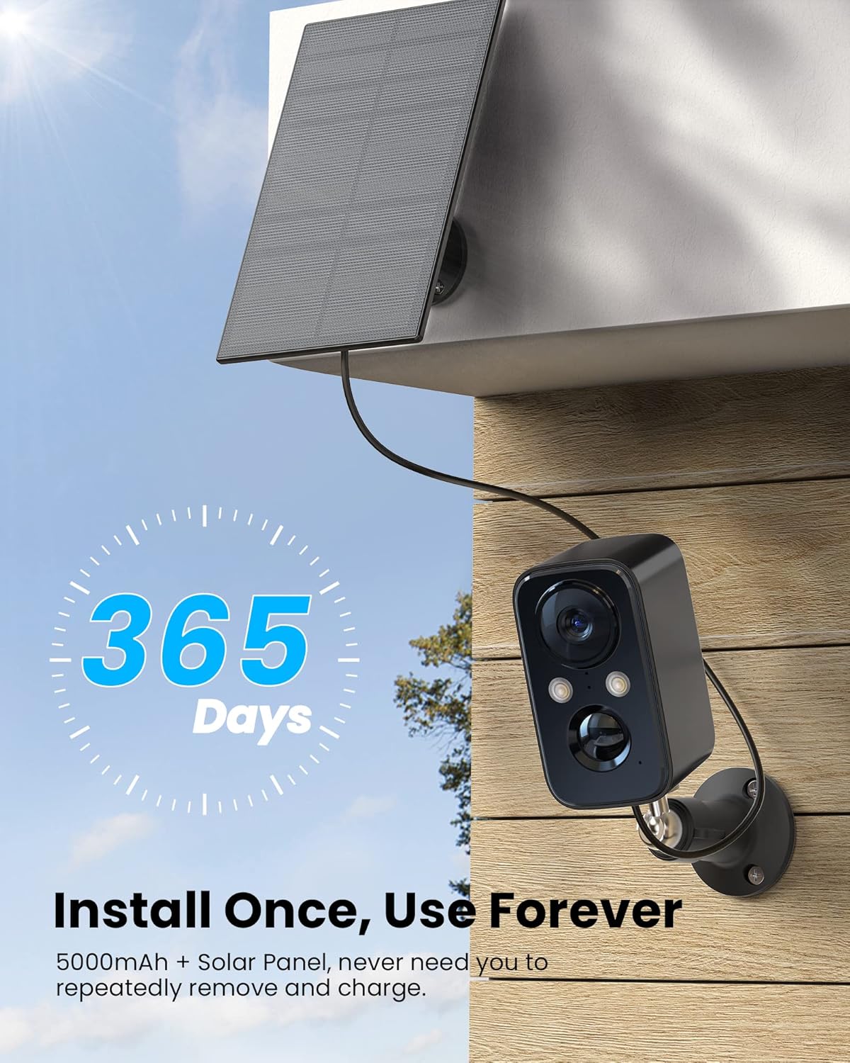 Security Camera Wireless Outdoor Solar - FOAOOD Camera Surveillance Exterieur for Home Security Color Night Vision PIR Human Detection 2-Way Talk IP66 Waterproof 2.4Ghz Only-Black - PuriLite