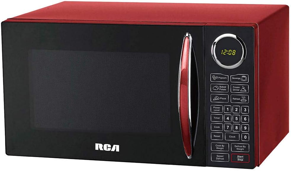RCA 0.9 Cu Ft Microwave-14.8"D x 19.0" W x 10.9"H (Red) - PuriLite