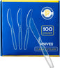 Disposable Clear Plastic Cutlery Disposable utensils Heavyweight 100 Count (Knives) - PuriLite